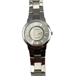 Armitron All Stainless Steel Mens Watch 36mm New Battery Wrist 7-7.25 WR 165FT